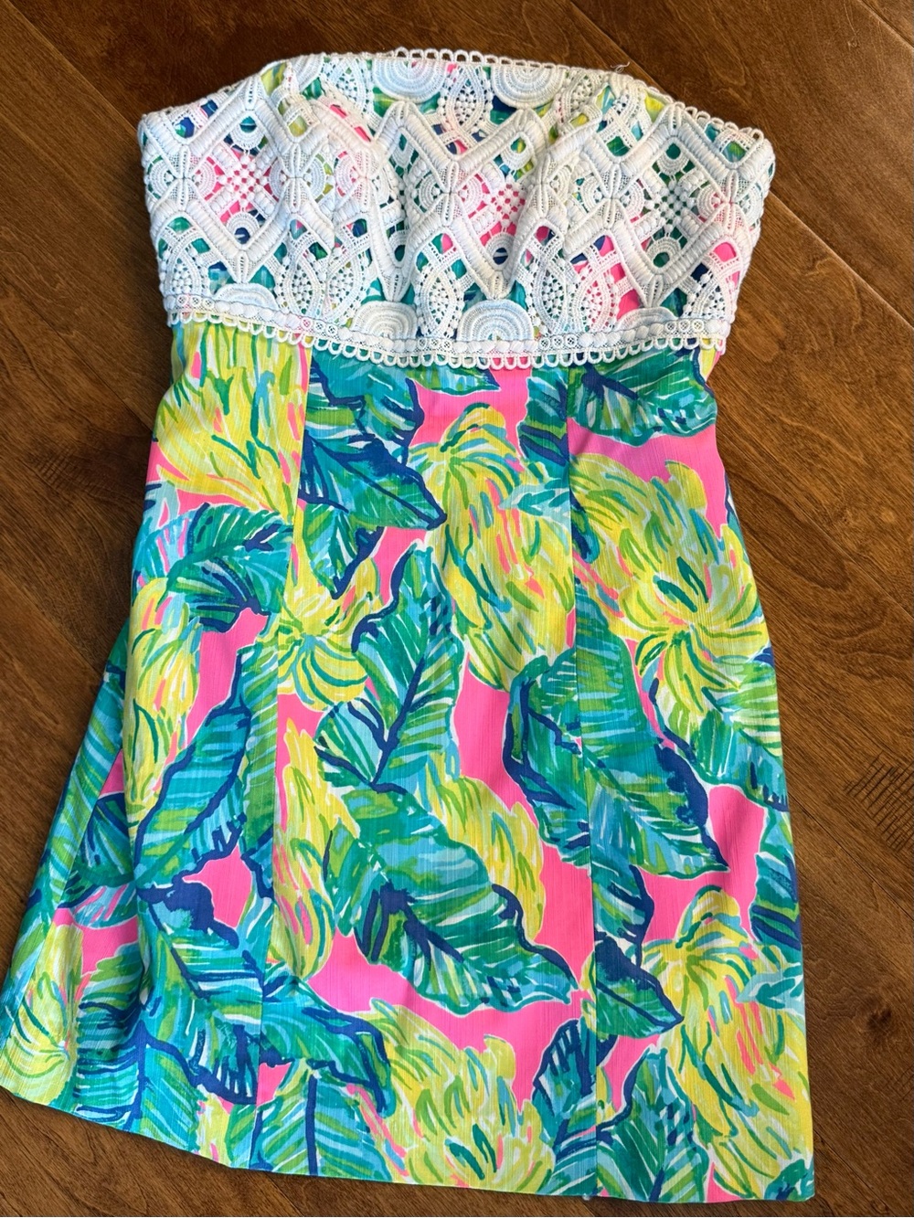 Lilly Pulitzer Women’s Strapless Tropical Leaf mini Dress - Pink, Green, Blue